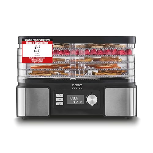 Caso DH 450 Dörrautomat, Testsieger Haus & Garten Test, für z.B. Obst, Gemüse, Kräutern etc., Temperatur individuell einstellbar von 30 ‐ 70 °C , Timer einstellbar von 0,5 ‐ 48 h