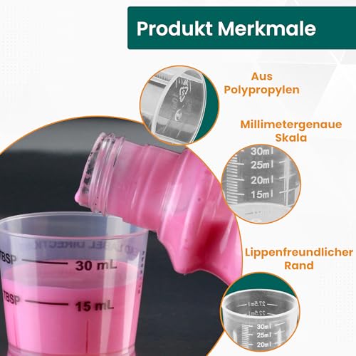 Hygiene100 80x Medikamentenbecher, 30 ml, bruchsicher, Schnapsbecher, Medikamentenmessbecher (Transparent)
