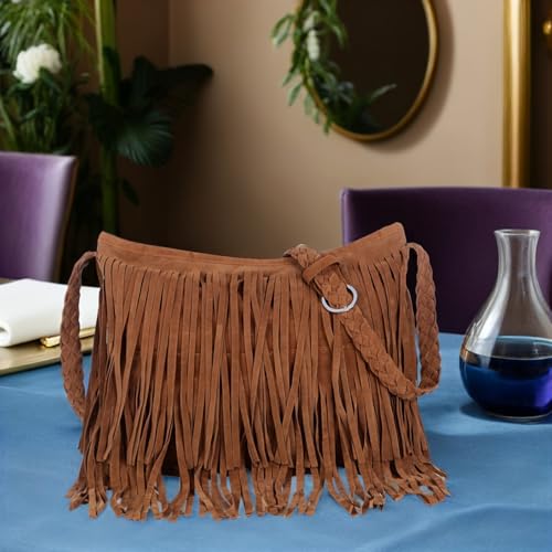 Image of Fringe Crossbody Handbag: Black Fringe Purse Crossbody Bag For Women Summer