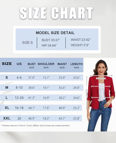 MINTLIMIT Womens Casual Blazer Open Front Business Suit Jacket 3/4 Sleeve Button Work Office Blazer Lightweight4