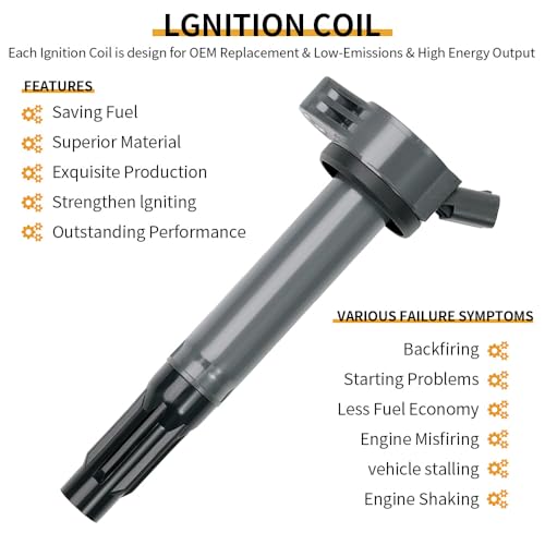 Image of 4PCS UF487 Ignition Coil Pack Compatible with Toyota Avalon 2.5L 2013-2018, Camry 2010-2017 / RAV4 2009-2018 for Toyota RAV4 2.5L, Lexus ES300h /NX300h 2.5 Spark Plugs# 90919-A2007 90919-02255