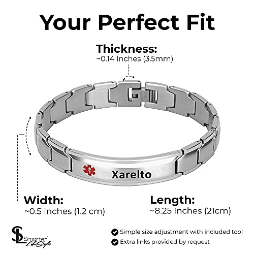 Smarter Lifestyle Elegant Medical Alert Bracelets For Men, Surgical Grade Steel Medical Id Bracelets For Men, Medical Bracelets For Men (Xarelto Bracelet For Men) #TOP3