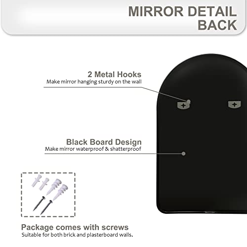 Skellige Arched Wall Mirror For Bathroom,Black Mirrors For Wall,33''X22'', Metal Frame Vanity Mirror For Bedroom, Entryway, Living Room, Metal Frame (33''X22'',Black) #TOP4