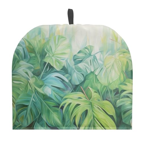 Image of Tea Pot Cover Tea Pots Cozy Insulated Tea Cozies Home Kitchen Decoration Teapot Dust Cover Warming Tea Kettle Quilt Gifts for Women Wife Mom, Green Monstera Leaf
