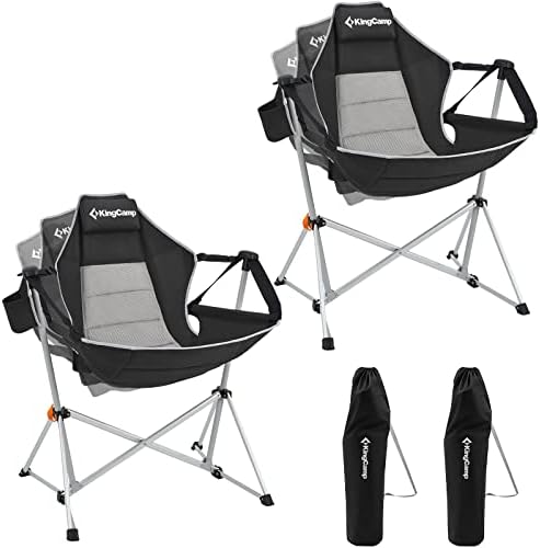 KingCamp Hammock Camping Chair, Aluminum Alloy Adjustable Back Swinging Chair, Folding Rocking Chair with Pillow Cup Holder, Recliner for Outdoor Travel Sports Games Lawn Concerts Backyard KingCamp Hammock Camping Chair, Aluminum Alloy Adjustable Back Swinging Chair, Folding Rocking Chair with Pillow Cup Holder, Recliner for Outdoor Travel Sports Games Lawn Concerts Backyard