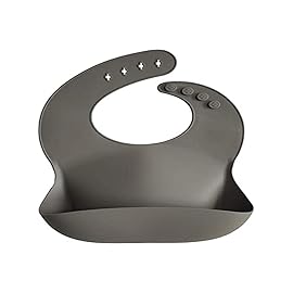 mushie Silicone Baby Bib | Adjustable Fit Waterproof Bibs (Dove Gray)