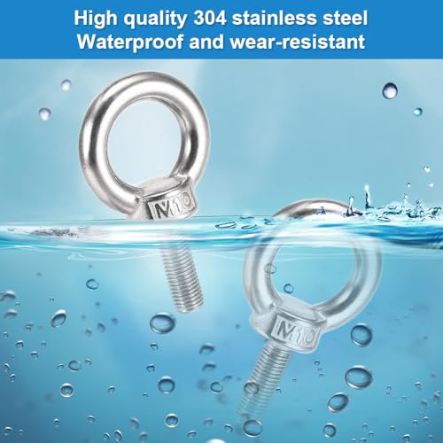 4 Stück Ringschraube M10, Ösenschraube Edelstahl 304, Augenschraube mit Unterlegscheiben, Rostfrei Ösenschraube M10*30mm, schraube mit Öse, Schraubösen Edelstahl für Rolle des Befestigens und Hängens