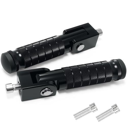 M8 Universal CNC Motorcycle Foot Pegs Degree Foldable Bike Pegs Aluminum Fit Electric Car Motorbike Scooter Mini Bike Ebike Dirt Bike Go Kart Honda Yamaha Suzuki Aprilia Super73 (Black Type A)