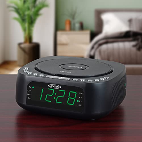 image for Jensen Modern Home Audio CD Player Tabletop Stereo Dual Alarm Clock Di