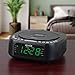 Jensen Modern Home Audio CD Player Tabletop Stereo Dual Alarm Clock Digital FM Radio | Top-Loading CD/MP3/WMA Discs Player | USB Charging Port 2.1A | Headphone Jack | 0.9 Display Green LED