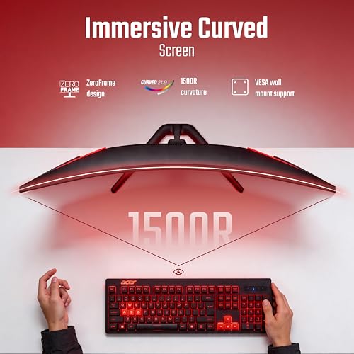 Image of Acer Nitro ED340CUR J0 34 Inch UWQHD Curved Gaming Monitor | 3440x1440 VA Panel | 120Hz (DP) | 1ms VRB | AMD FreeSync Premium | HDR10 | 1500R | 2x HDMI 2.1 + DP 1.4 | Easy Tilt | Speakers | VisionCare