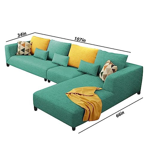Image of Galib RHS 6 Seater L Shape Sofa Set for Living Room (Turquise Fabric)