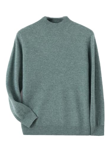 Mens 100 Percent Merino Wool Knitted Sweater Pullover Business Casual Mock Neck Long Sleeve Sweater