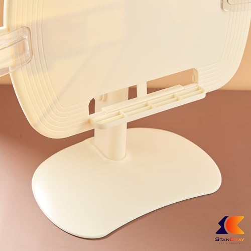 Image of 1 Compartment Portable Adjustable Tablet Holder with Folding Hands Rotatable Book Stand Holder for Reading - Ideal for Cookbooks, Sheet Music, and More - Textbook Holder Organizer (Yellow)