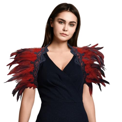 Feather Cape Shawl,Women'S Feather Cape Feather Wrap Neck Feather Shrug Cape Shawls Accessories3
