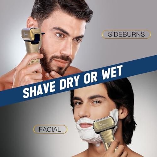 Image of Hatteker Foil Electric Razor Men's Shaver T-blade Trimmer Beard Clipper Hair Clipper LED Display Waterproof Kit 2 in 1