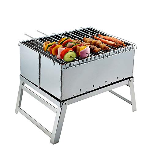 MUHONG Outdoor Grill Charcoal Grill Thicken Folding Stove Portable Outdoor Barbecue Lightweight Diamond Vent Freestanding Barbecues Grill