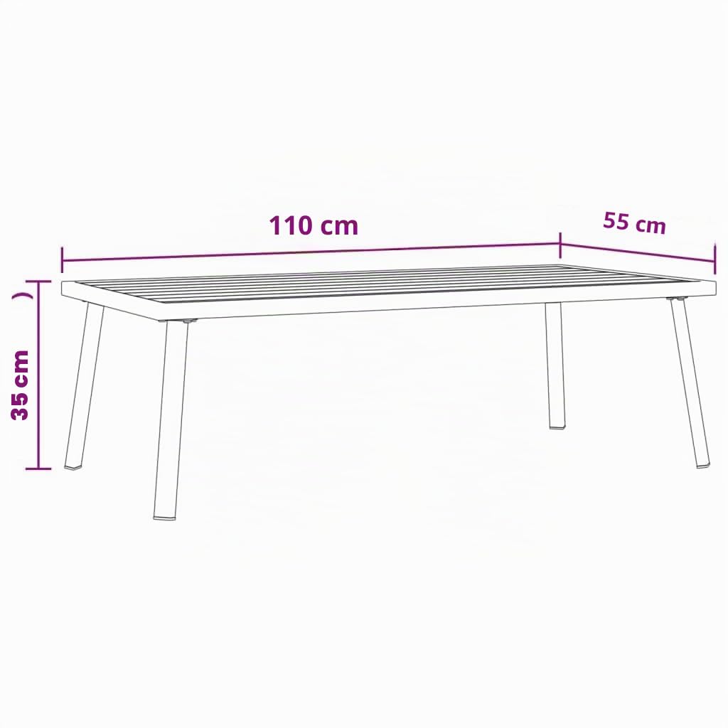 Mesa de Centro para Jardín Antracita 110x55x35 cm, vidaXL