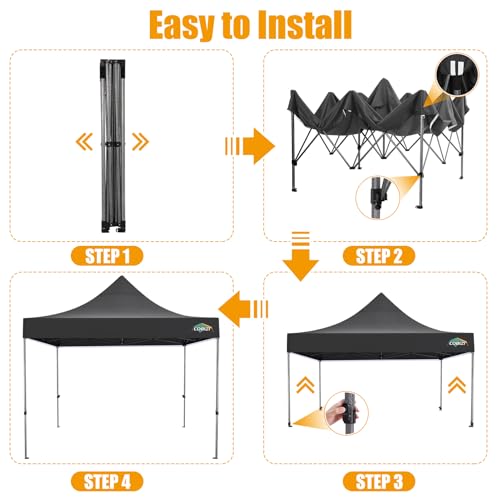Image of COBIZI 10x15 Pop Up Canopy Tent,Heavy Duty Canopy(Black Gray No Sidewalls)