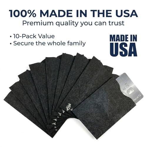 Image of ArmorShield RFID Blocking Sleeves for Credit Cards, 10-Pack Black, USA Made | Blocks unauthorized RFID scans. Slim, waterproof, tearproof. 100% Made in USA.