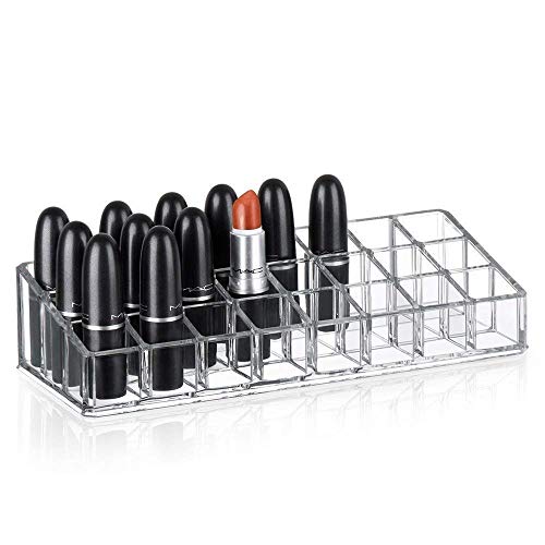 Image of Makeup Organizer Drawer Desk Multipurpose Acrylic Cosmetic Display Stand for Makeup Brushes Lipstick Pencil Brush Hair Combs and Jewelry Storage Box Dressing Table Organizer (24 Grid)