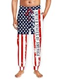 Deerose Memorial Day Usa Flag Lounge Pants Men Fourth of July PJ Pants American Star Patriotic Joggers XL