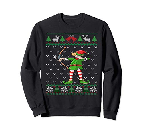 Archery Elf | Archer Gift | Bow and Arrow Ugly Christmas Sweatshirt Cover