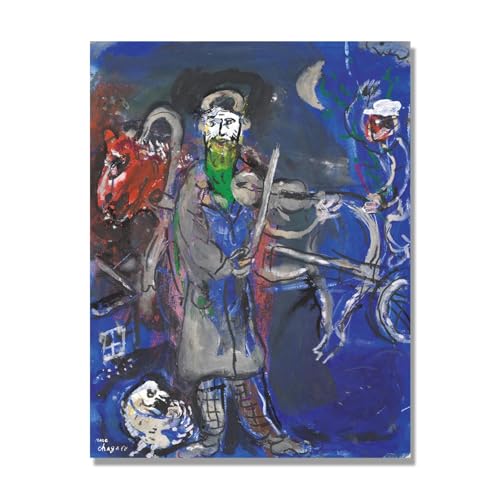 Tableau abstrait bleu pour dynamiser un mur blanc : decoration toile violoniste 40x50 cm