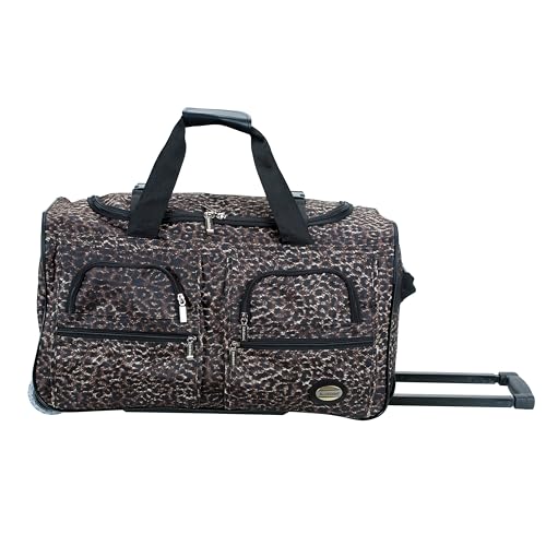 Rockland Rolling Duffel Bag, Brown Leopard, 100% polyester, 22-Inch
