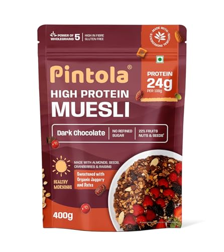 Pintola High Protein Muesli Dark Chocolate & Cranberry 400g, 24g ...