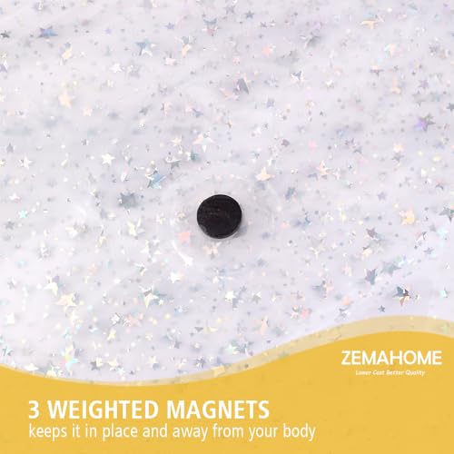 Zemahome ZHBA01 Holographic Thin 3D Eva Shower Curtain Liner Glitter Star thumb #5