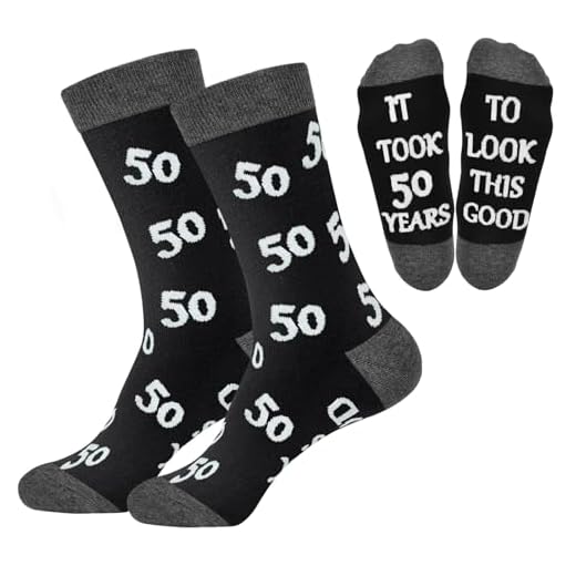 Feotenn 50th Birthday Gifts For Him, Mens 50th Birthday Decorations, Cool Gifts For 50 Year Old Man, Funny Crews Black Cotton Socks