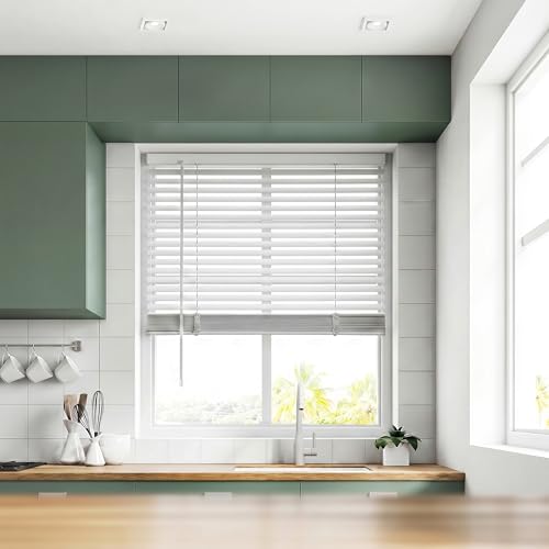 Cordless Mini Blinds for Windows, Light Filtering 1 Inch Vinyl Horizontal Window Blinds, Child Safe Cordless Window Shades, Easy Install Privacy Blinds for Bedroom, Kitchen, Office White (36"W x 60"H) by Techni Home - Used condition - Image 8