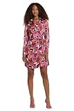 Donna Morgan Women's Collared Wrap Shirt Dress, Charmeuse-Soft White/Raspberry