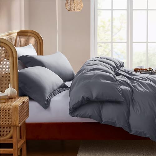Nestl Dark Grey Duvet Cover Queen Size - Soft Double Brushed Queen Duvet Cover Set, 3 Piece, with Button Closure, 1 Duvet Cover 90x90 inches and 2 Pillow Shams by Nestl - Used condition - Image 7