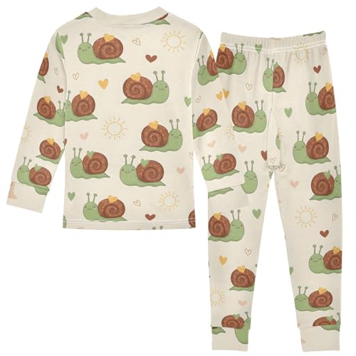 Pajama Sets Long Sleeve Cute Snails with Hearts Pattern Soft Comfy Sleepwear 2 Piece PJS 3-8T3