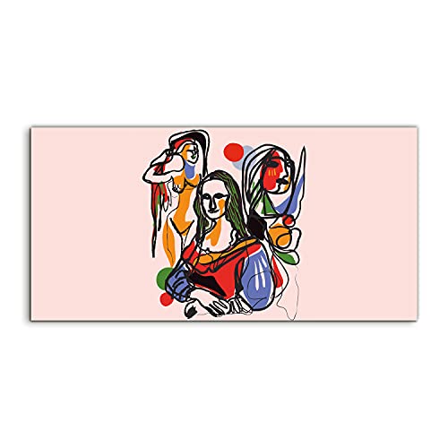 Photo art Picasso style sur verre trempé Coloray 100x50cm décoration murale salon et chambre
