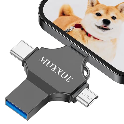 Aucune Application Requise-MUXXUE 4 en 1 Cle USB Phone pour Copier Photos et Vidéos,128Go clé USB pour Phone, Pad, PC, Tablette et Smartphone Android