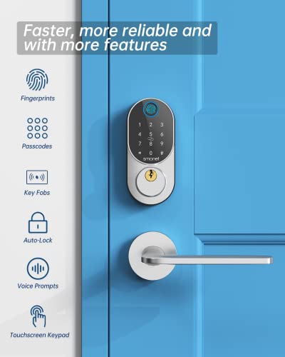 Door Locks With Keypads,Smonet Fingerprint Keyless Entry Smart Deadbolt With Auto Lock Touchscreen,Electric Digital Biometric Front Door Lock With Fobs Code Key,Wireless Home Combination Lock Gifts #TOP1