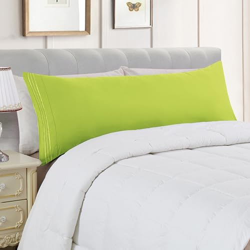 Image of Elegant Comfort Luxury Ultra-Soft 1-Piece Body Pillowcase - 1500 Premium Hotel Quality Microfiber Double Brushed - Wrinkle Resistant, Body Pillowcase Size, Lime