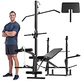 Mikolo 8 in 1 Olympic Weight Bench Set with Leg Extension and Leg Curl, Multi-Function Bench Press Set with Preacher Curl Pad and Chest Fly, Full-Body Strength Training Equipment