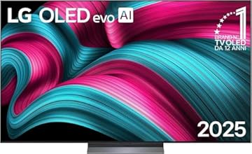 LG OLED evo AI C5 TV 77 pollici, Smart TV 4K, Processore α9 Gen8, Brightness Booster, webOS con AI, Dolby Vision e Atmos, Gaming con VRR e GSYNC 4K@144Hz, OLED77C55LA 2025