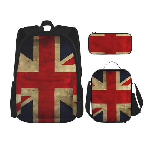 Sac à dos décontracté noir anti-désordre pack 3 pièces avec boîte repas et trousse assortie