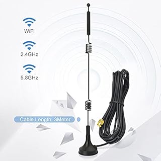Bingfu Antenne WiFi 9dBi MIMO RP-SMA Bi-Bande 2.4GHz 5.8GHz Longue Portée Filaire Omnidirectionnelle pour TP-Link ASUS Linksys D-Link Fenvi Amplificateur Routeur Caméra WiFi PCIE Carte Réseau Sans Fil