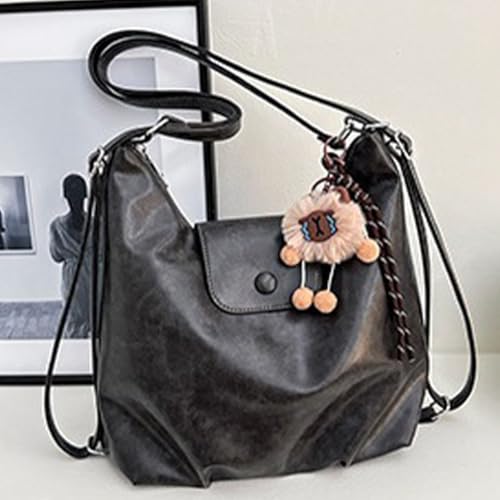 Single Shoulder Tote Bag for Women Vintage PU Leather Shoulder Bag W/Adjustable Shoulder Strap Large Capacity Handbag for Tr3