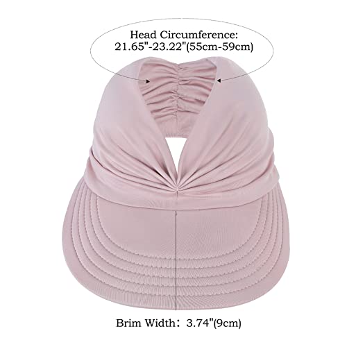 Summer Beach Sun Visor Ponytail Hat For Women Packable Sun Hats Uv Protection Sports Foldable Large Wide Brim Shade Rose Red One Size #TOP4
