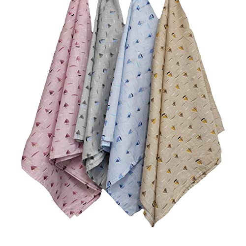 Image of Trance Home Linen Super Soft 100% Cotton New Born Baby Swaddle Wrap,New Born Babies Soft Pure Cotton Sheets,Ideal Baby Shower Gift,Baby Wrap Set(100x100 cm,Color Boats,Pack of 4),TC,200,Assorted
