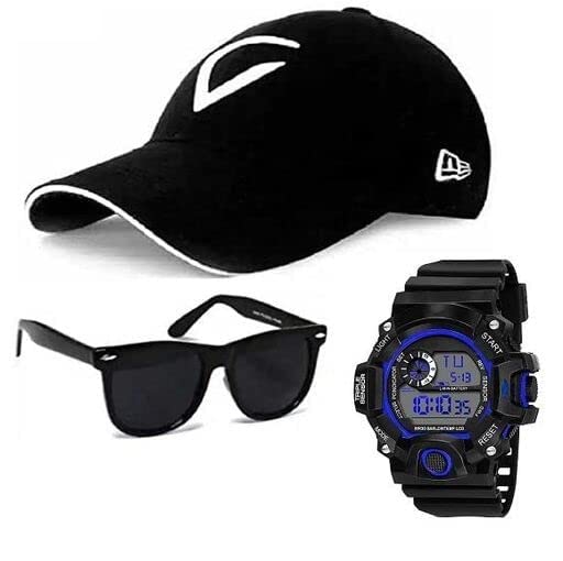 Sba Prime 3 Combo Watch with Rubber Band and Cap & Sunglasses for Men & Boys - sba-154 (B09SX35Q47) Amazon Price History, Amazon Price Tracker