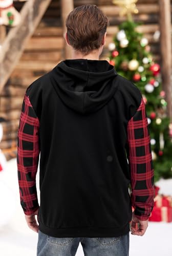 Arvilhill Men Ugly Christmas Hoodies Vintage Xmas Plaid Sweatshirt with Kangaroo Pocket (S-3XL) - Image 6