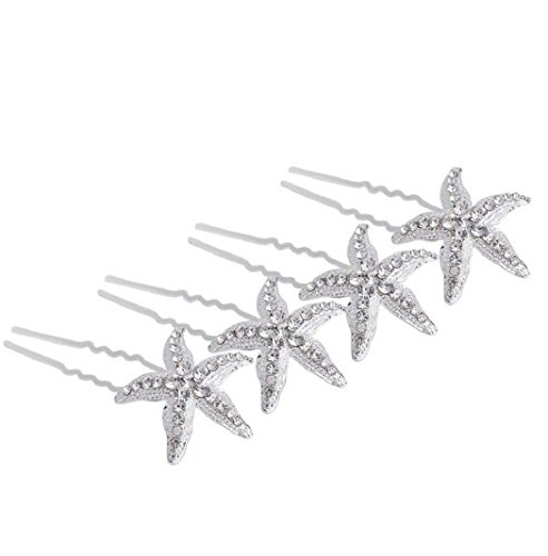 Juego de 10 accesorios Zhichengbosi para pelo de novias, con cristal de imitación, diseño de estrella de mar, ideal para fiestas y bodas con tema de playa, para mujeres Cover